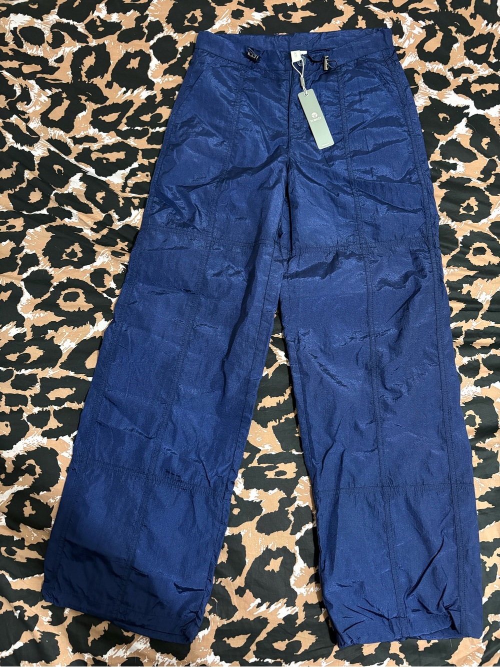 Tractr Navy Blue Wide-Leg Jogger Pants